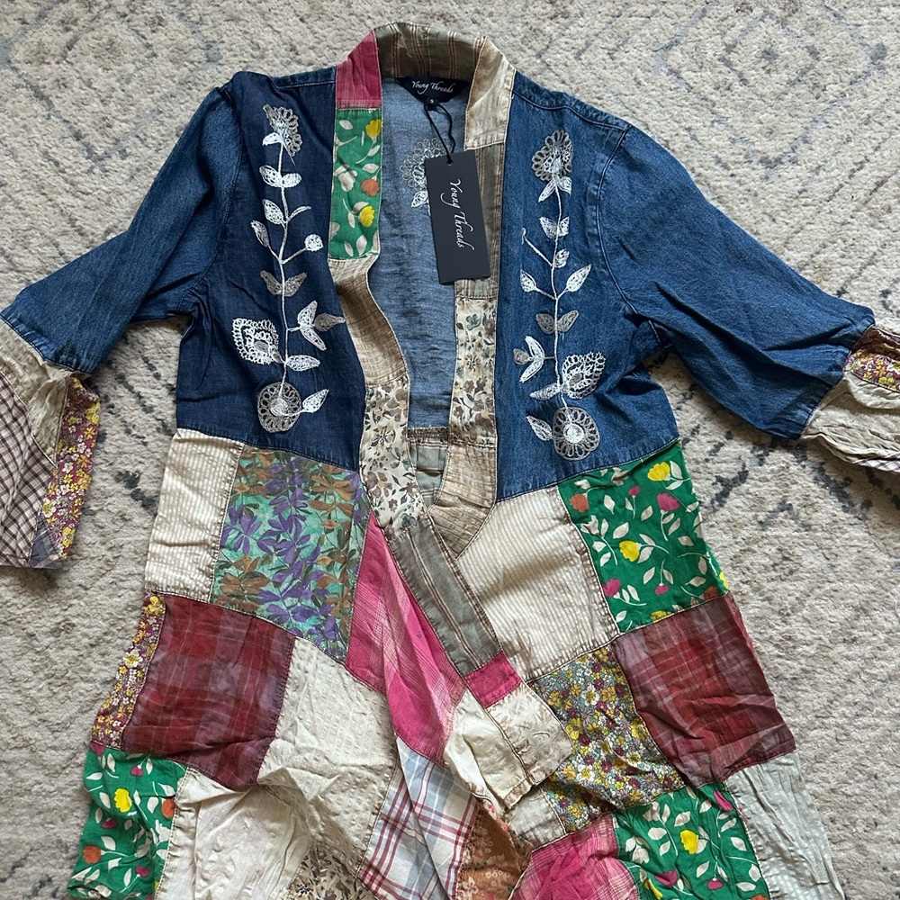 NWT- Young Threads  Patchwork Kimono Jacket - Multicolor - Picture 3 of 7